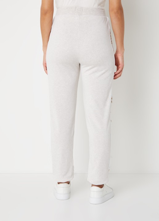 BOSS High waist tapered fit joggingbroek met logoband - achterkant donkerbeige