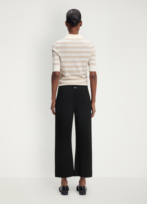 BOSS High waist wide fit cropped pantalon - achterkant 3 zwart