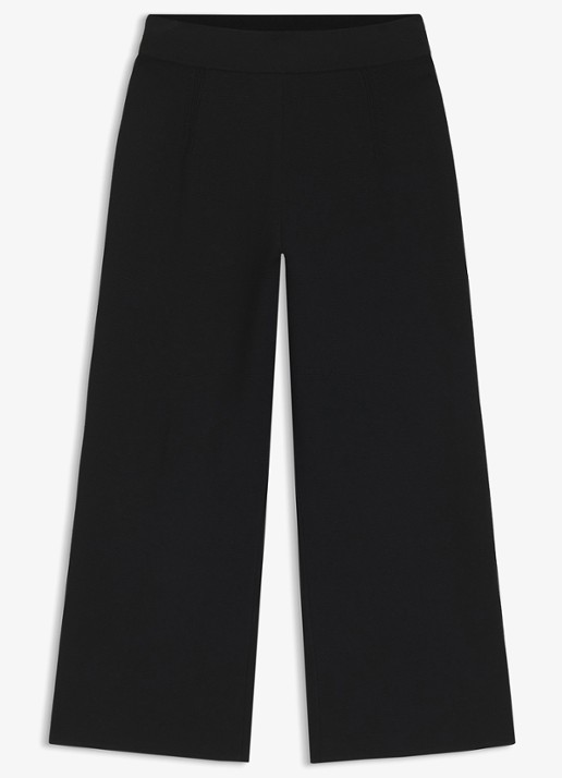 BOSS High waist wide fit cropped pantalon - voorkant 4 zwart
