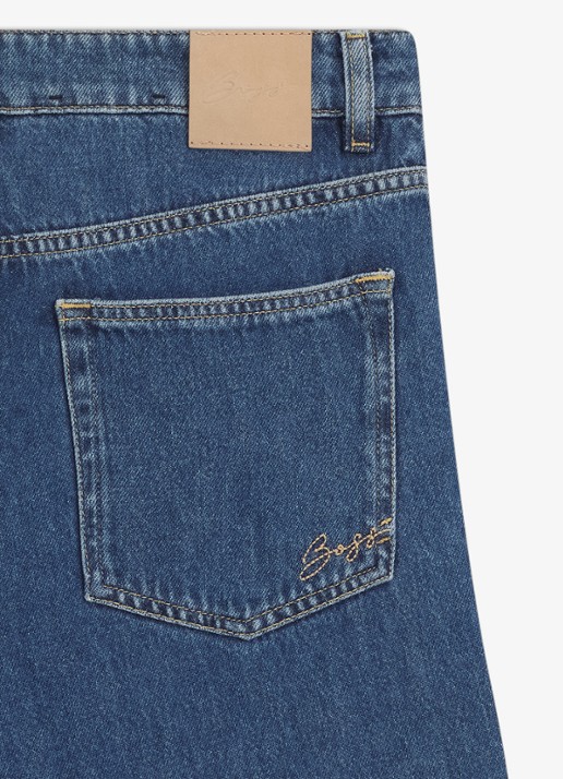 BOSS High waist wide fit jeans met donkere wassing - detail 3 denim