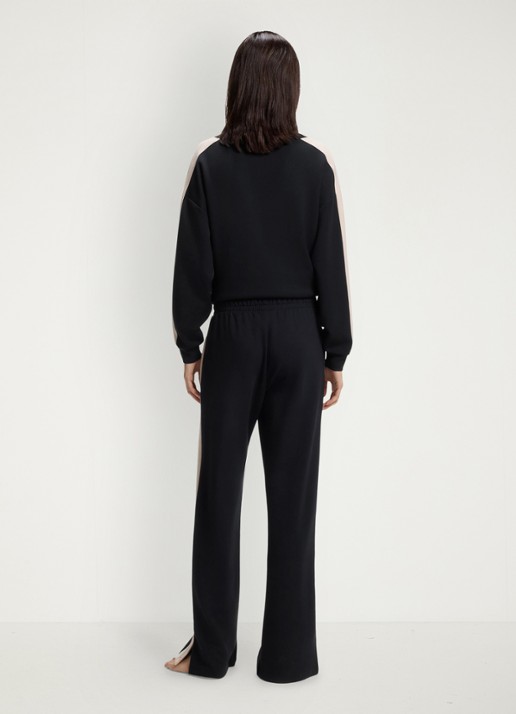 BOSS High waist wide fit joggingbroek met gestreept detail - achterkant 3 zwart