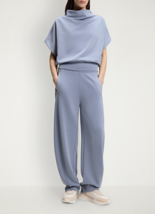 BOSS High waist wide fit joggingbroek met steekzakken - voorkant 3 bright blue-431 / blauw