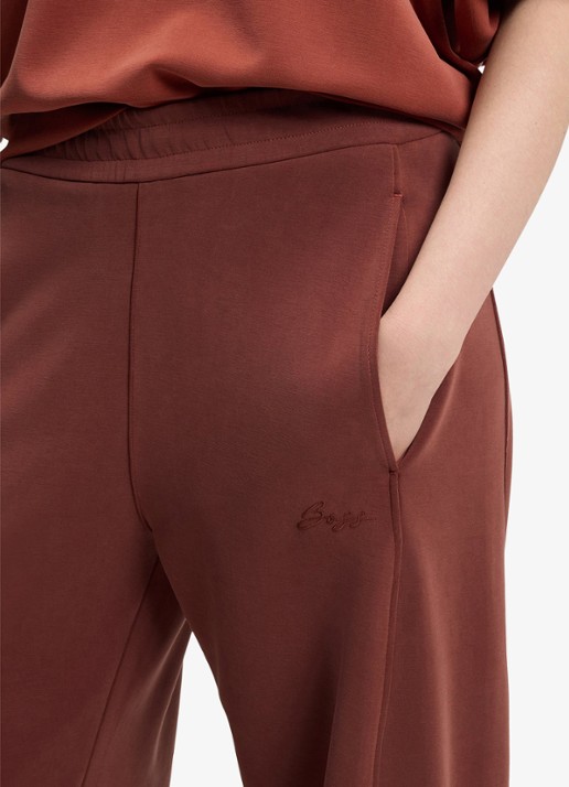 BOSS High waist wide fit joggingbroek met steekzakken - detail 3 dark red-604 / rood