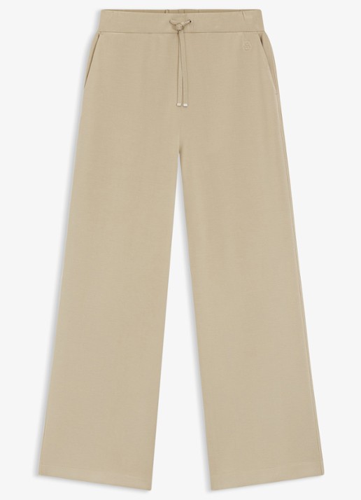 BOSS High waist wide fit joggingbroek met steekzakken - voorkant 4 beige
