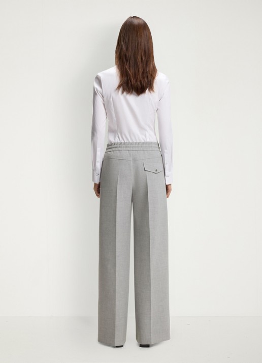 BOSS High waist wide fit pantalon met gemêleerd dessin - achterkant 3 grijs