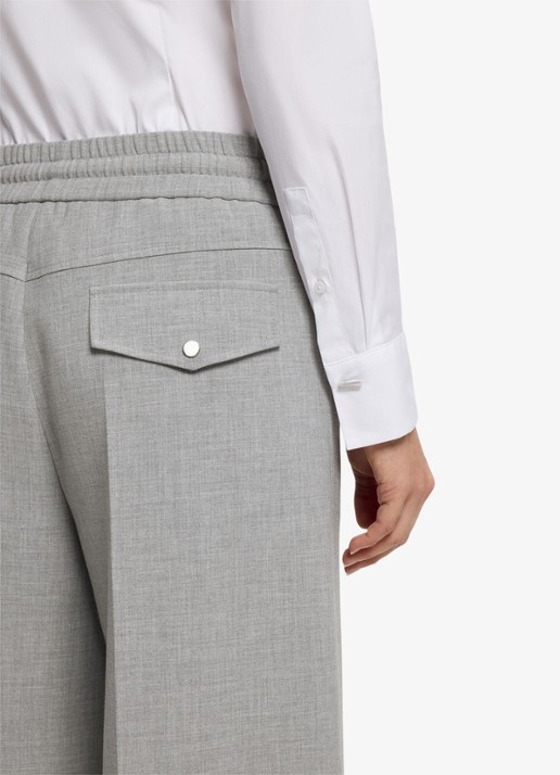 BOSS High waist wide fit pantalon met gemêleerd dessin - detail 5 grijs