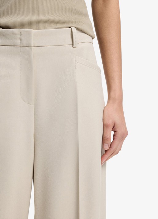 BOSS High waist wide fit pantalon met steekzakken - detail 5 creme