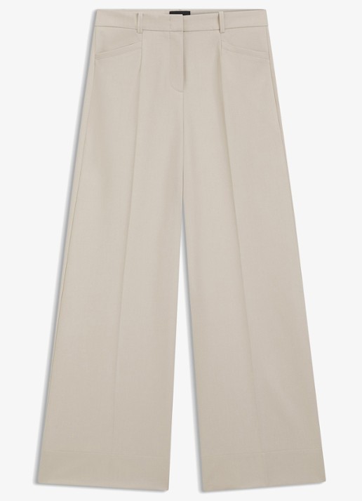 BOSS High waist wide fit pantalon met steekzakken - voorkant 2 creme