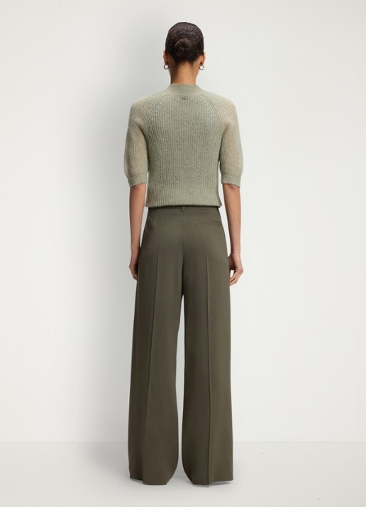 BOSS High waist wide fit pantalon met steekzakken - achterkant 3 groen
