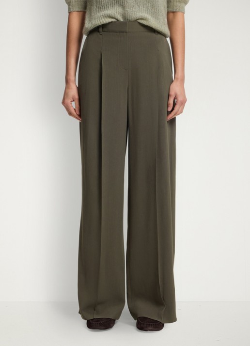 BOSS High waist wide fit pantalon met steekzakken - detail 4 groen