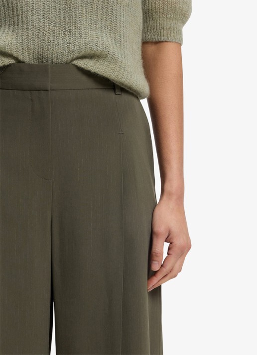 BOSS High waist wide fit pantalon met steekzakken - detail 5 groen