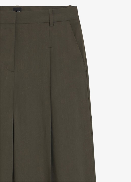 BOSS High waist wide fit pantalon met steekzakken - detail 6 groen