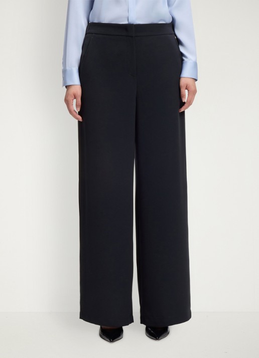 BOSS High waist wide fit pantalon met steekzakken