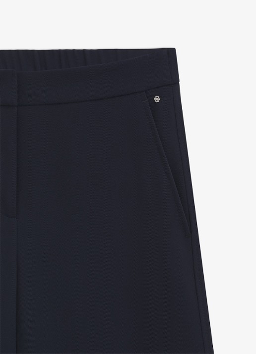 BOSS High waist wide fit pantalon met steekzakken - detail dark blue-404 / blauw