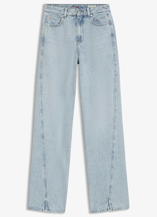 BOSS high waist wide jeans met lichte wassing - voorkant open blue-460 / lichtblauw