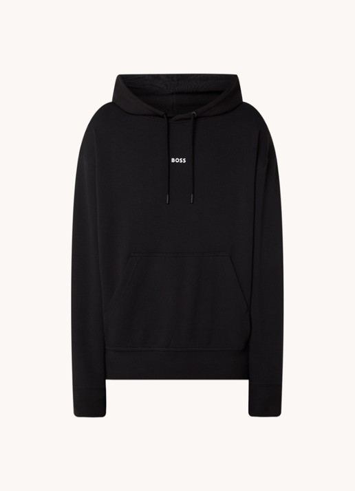 BOSS Hoodie met logo - voorkant 4 zwart