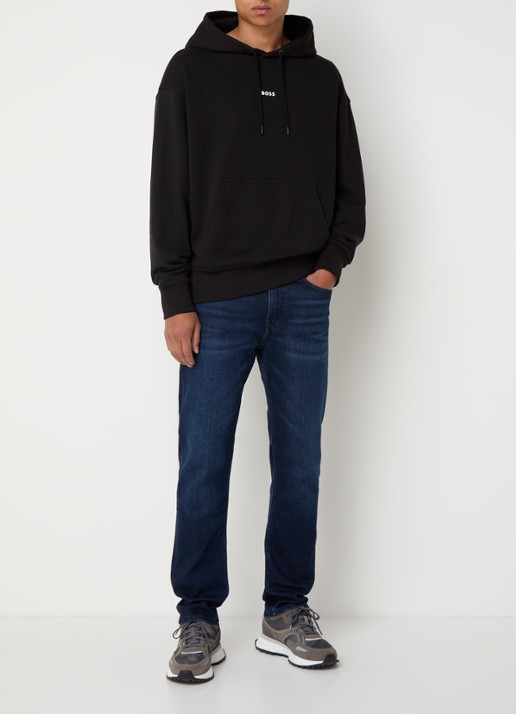 BOSS Hoodie met logo - voorkant 5 zwart