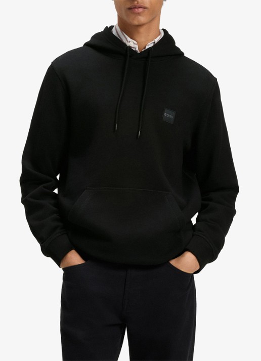 BOSS Hoodie van katoenen sweatstof met logopatch