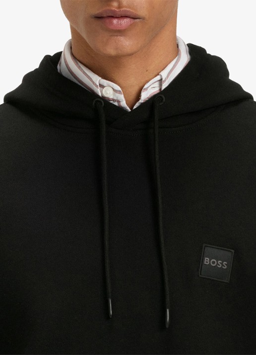 BOSS Hoodie van katoenen sweatstof met logopatch - detail 3 zwart