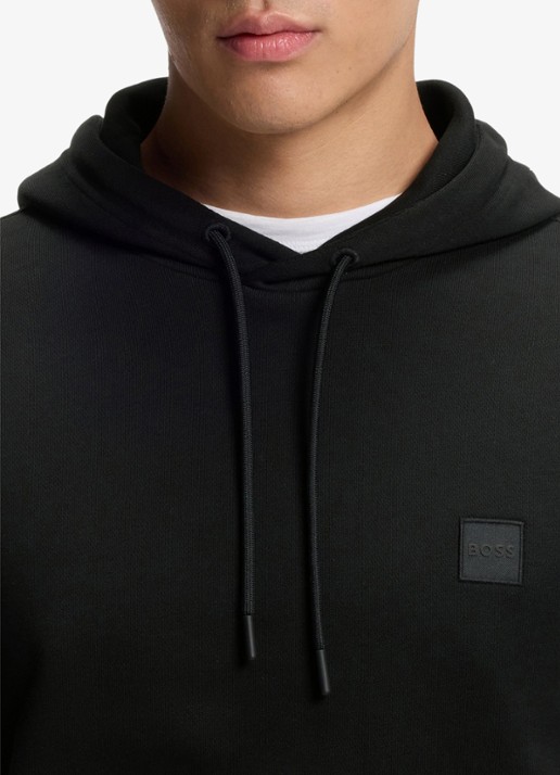 BOSS Hoodie van katoenen sweatstof met logopatch - detail 4 zwart