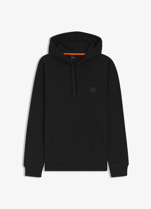 BOSS Hoodie van katoenen sweatstof met logopatch - voorkant 5 zwart