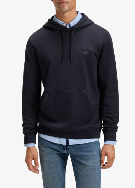 BOSS Hoodie van katoenen sweatstof met logopatch