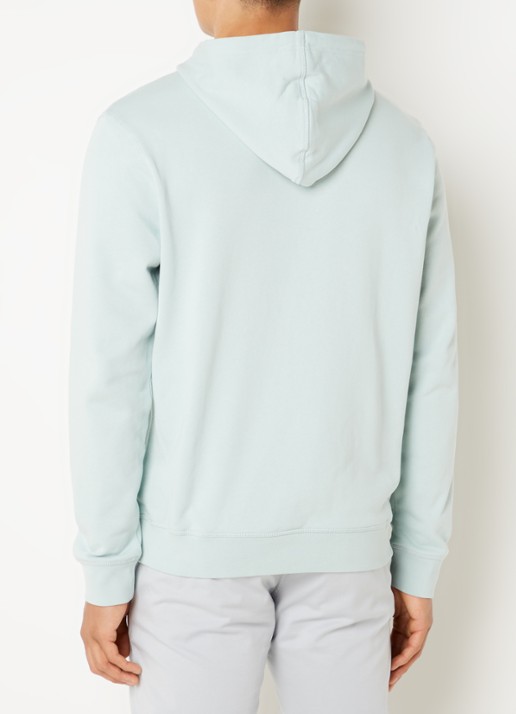 BOSS Hoodie van katoenen sweatstof met logopatch - achterkant mint
