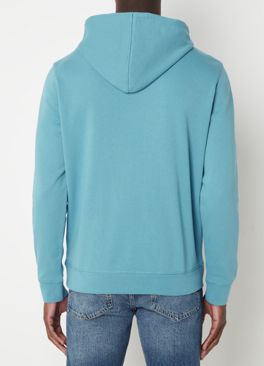 BOSS Hoodie van katoenen sweatstof met logopatch - achterkant blauwgrijs