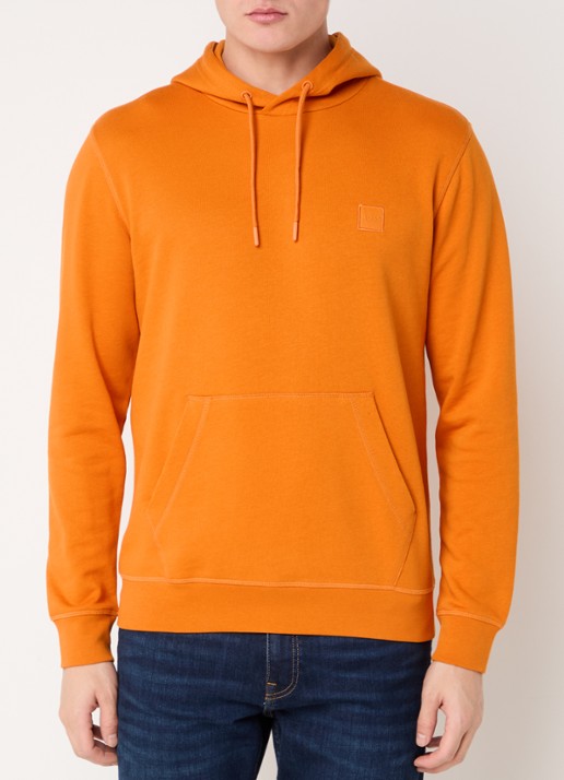 BOSS Hoodie van katoenen sweatstof met logopatch - detail 2 orange