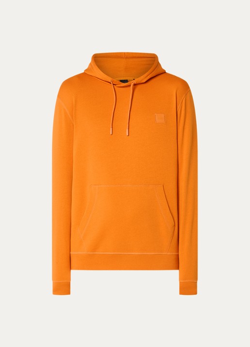 BOSS Hoodie van katoenen sweatstof met logopatch - voorkant 4 orange