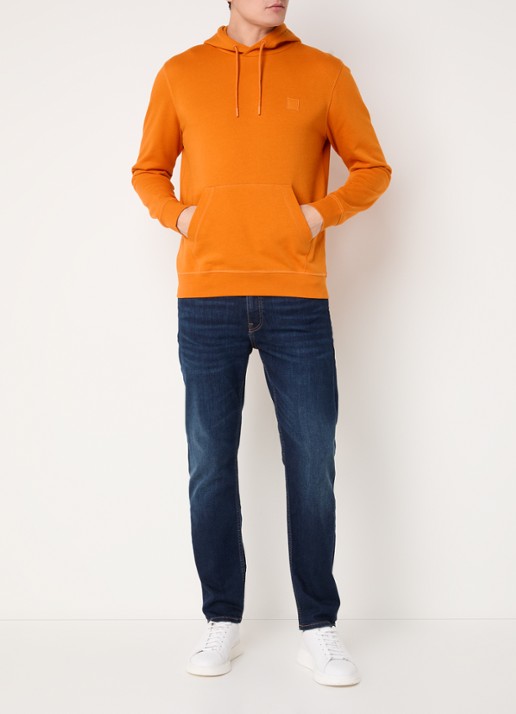 BOSS Hoodie van katoenen sweatstof met logopatch - voorkant 5 orange