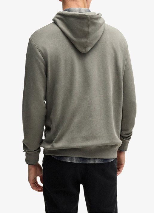 BOSS Hoodie van katoenen sweatstof met logopatch - achterkant 5 mosgroen