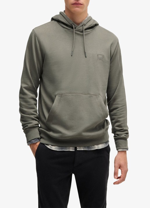 BOSS Hoodie van katoenen sweatstof met logopatch