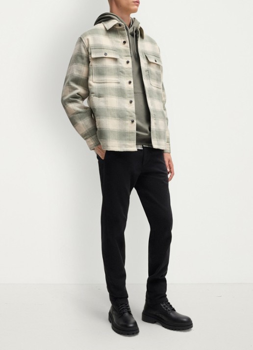 BOSS Hoodie van katoenen sweatstof met logopatch - voorkant 2 mosgroen