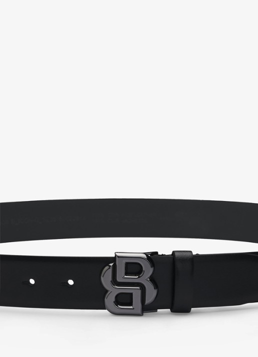 BOSS Icon riem van leer met logo - achterkant 6 zwart