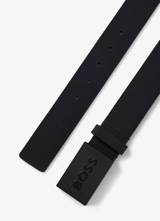 BOSS Icon riem van leer - detail 2 zwart