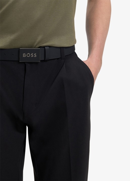 BOSS Icon riem van leer - detail 4 diepzwart