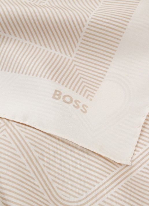 BOSS In Italië vervaardigde sjaal van zijden twill met print - detail 2 light beige-278 / beige