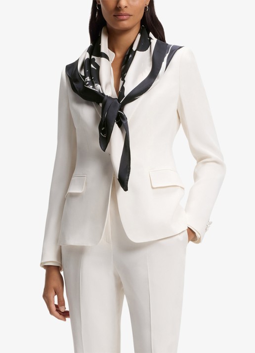 BOSS In Italië vervaardigde sjaal van zijden twill met print - voorkant 2 black-001 / zwart