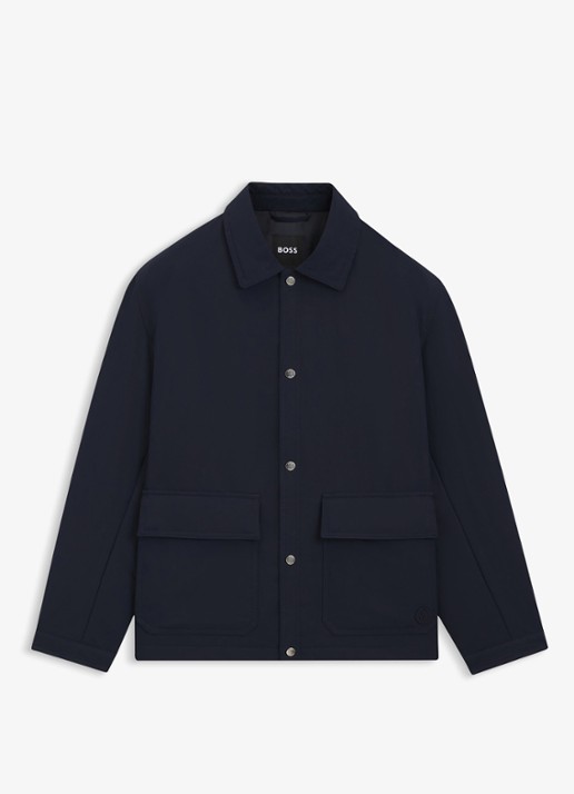 BOSS Jack met klepzakken en kraag - voorkant 5 donkerblauw