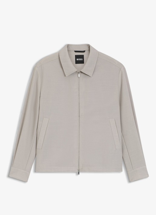 BOSS Jack van scheerwol met steekzakken - voorkant beige