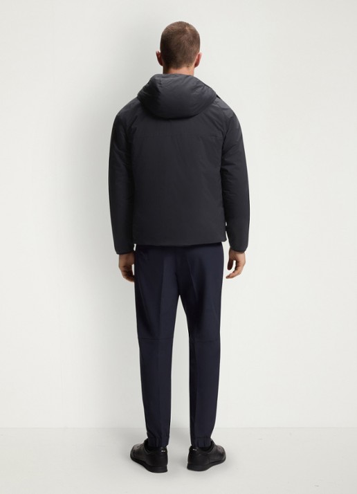 BOSS Jas met capuchon en logo - achterkant donkerblauw