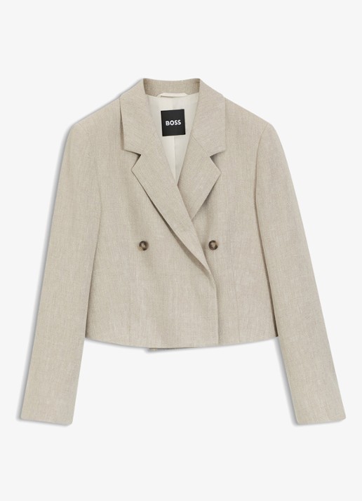 BOSS Jojeka blazer in linnenblend - voorkant beige