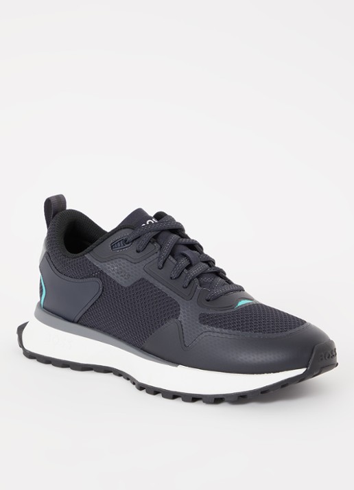 BOSS Jonah sneaker met mesh details - voorkant donkerblauw
