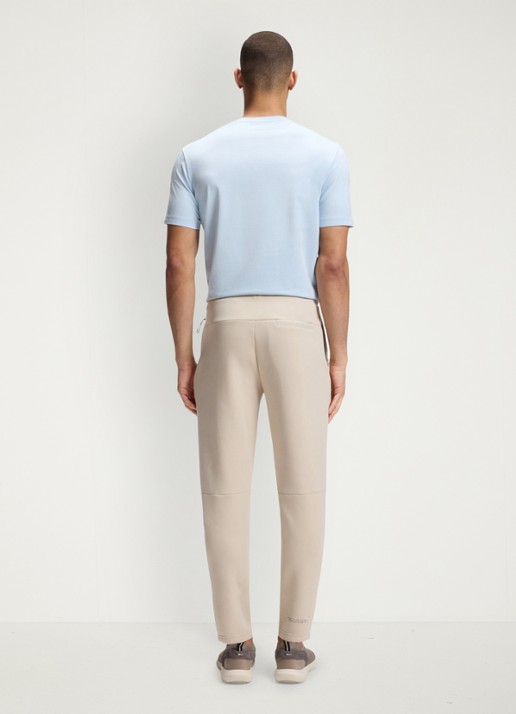 BOSS JT_Globe Long tapered fit joggingbroek in katoenblend - achterkant 3 light beige-272 / beige