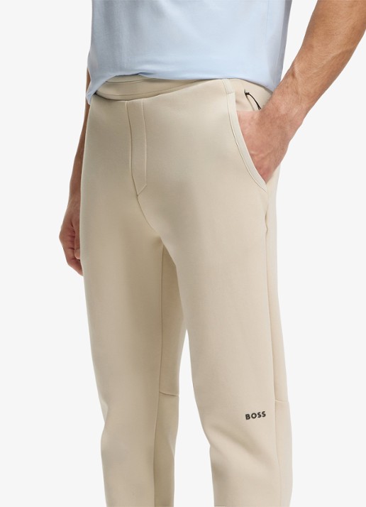BOSS JT_Globe Long tapered fit joggingbroek in katoenblend - detail 5 light beige-272 / beige