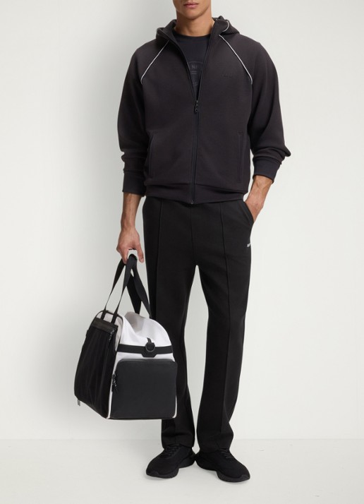 BOSS JT_Member Hurley tapered fit joggingbroek met logoborduring - voorkant 5 black-001 / zwart