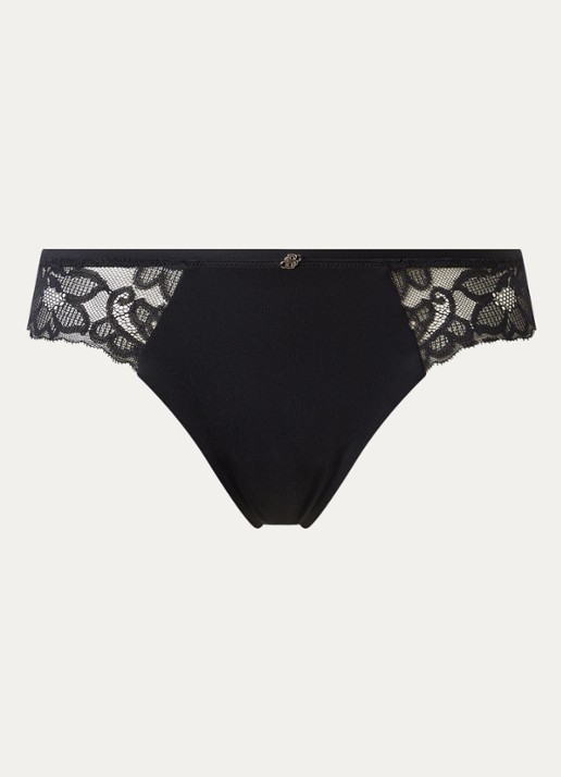 BOSS Kanten slip met mesh plooitjes en goudkleurig bedeltje