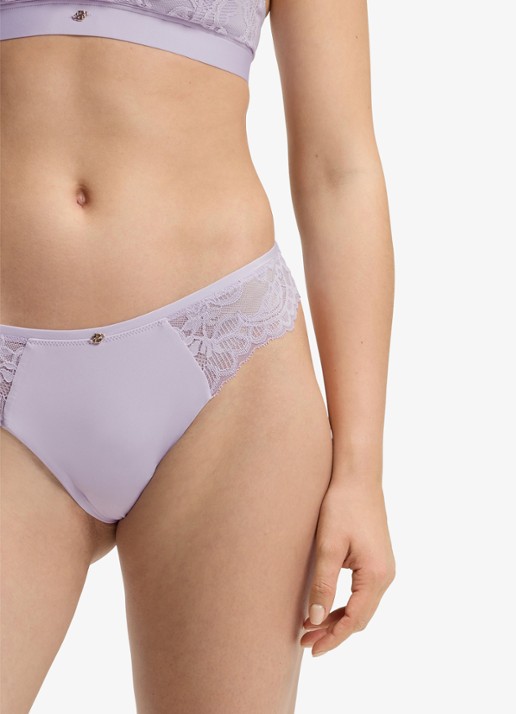 BOSS Kanten slip met mesh plooitjes en goudkleurig bedeltje - detail 3 open purple-553 / paars