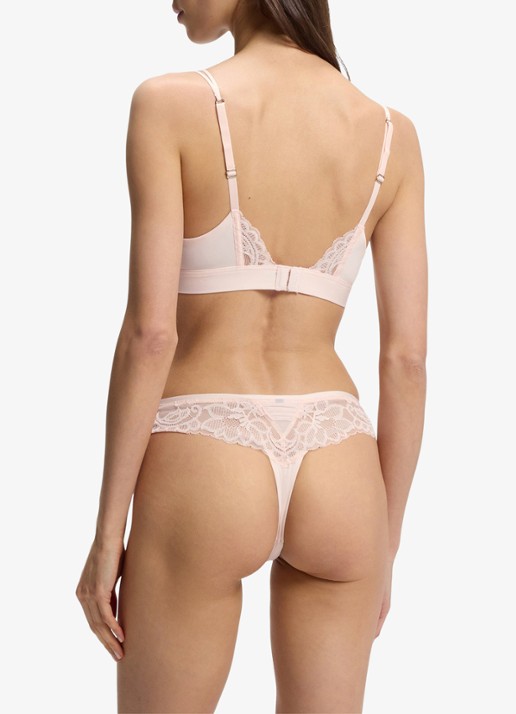 BOSS Kanten slip met mesh plooitjes en goudkleurig bedeltje - detail 3 light /pastel pink-680 / roze